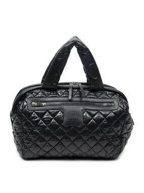 Chanel Coco Cocoon Bowla Black Quilted Nylon Canvas Messenger